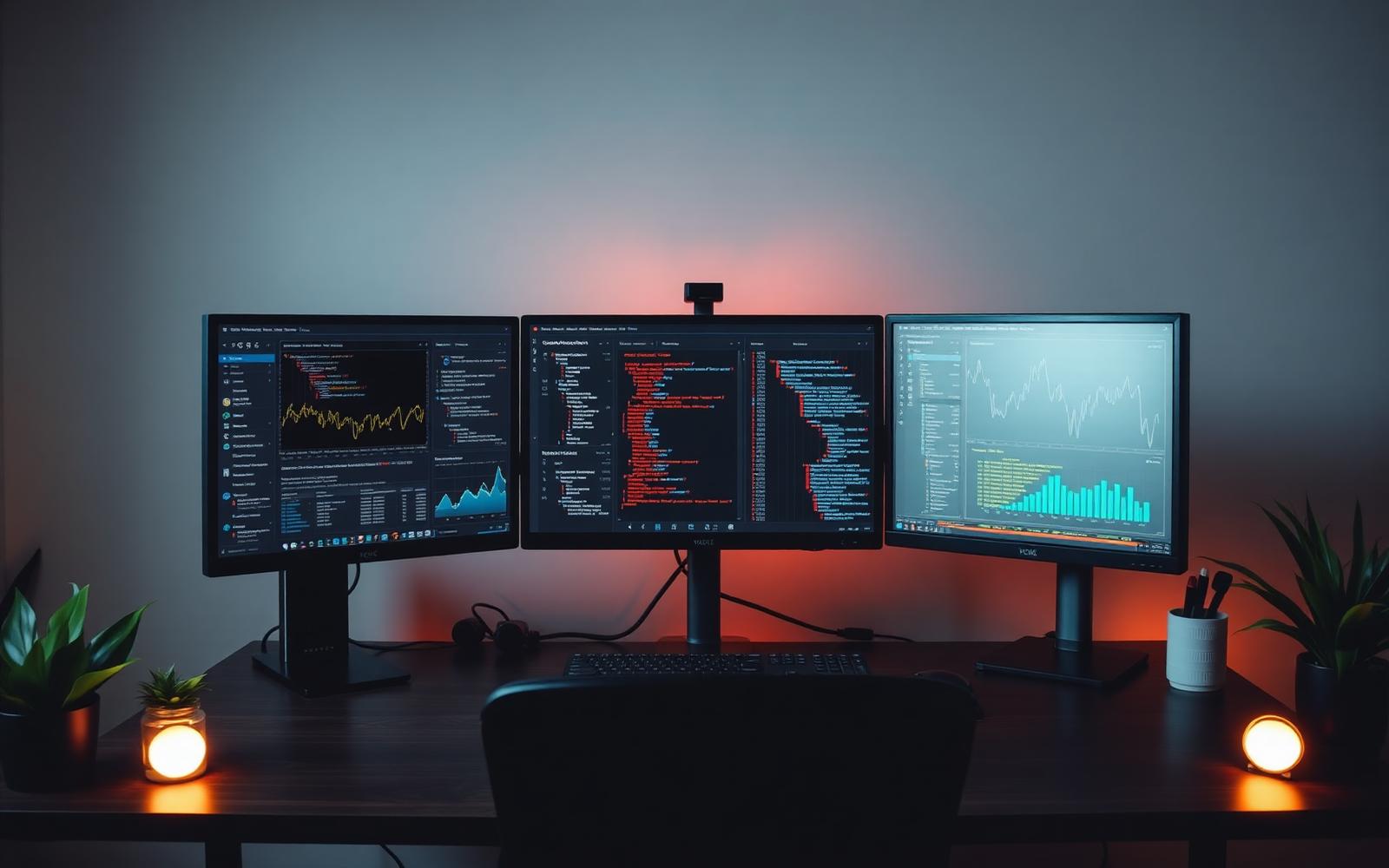 Modern workspace with developer tools